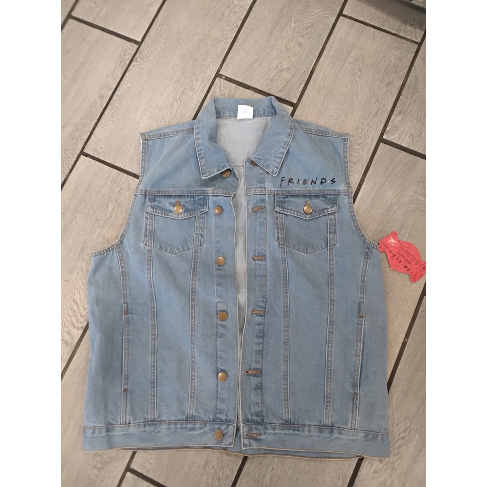 Friends TV Show CultureFly Denim Vest Light Wash You're My Lobster Large NWT